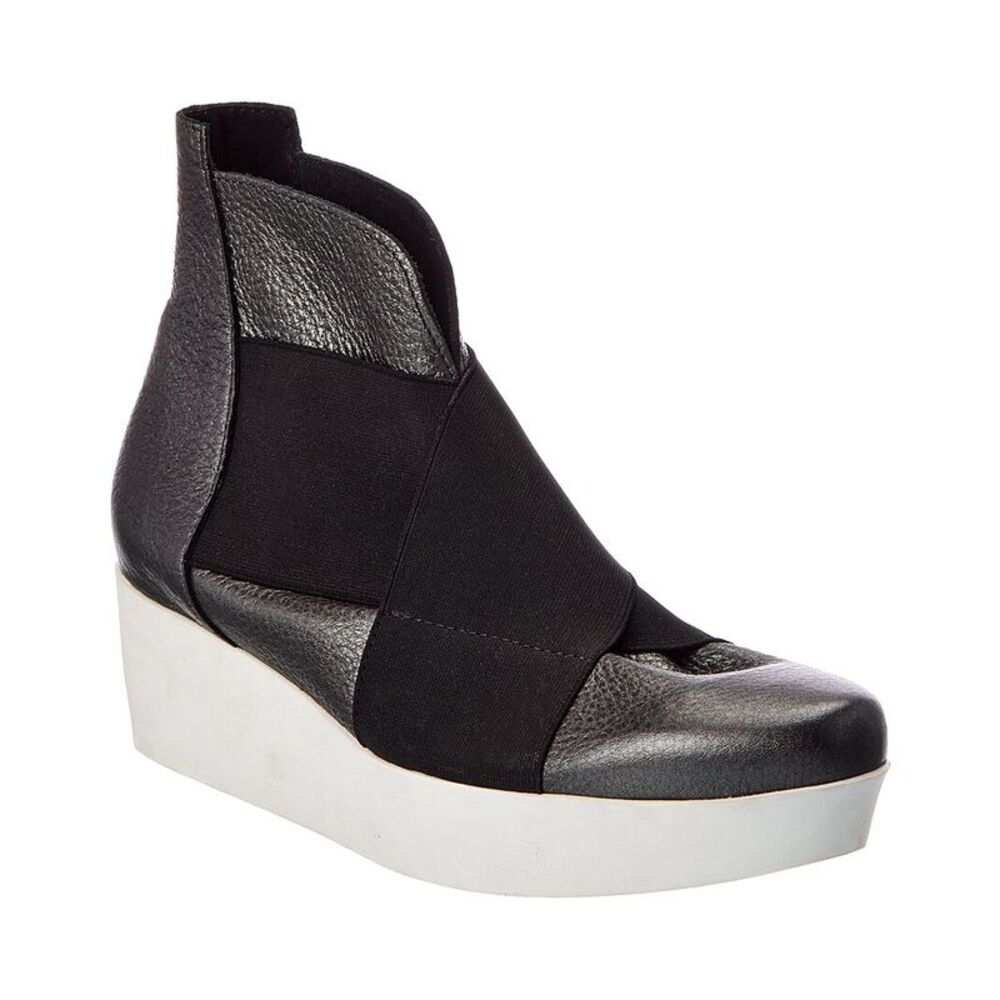 Arche Fujtik Leather Wedge Bootie, Black